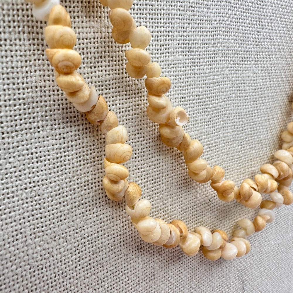 Vintage Puka Shell Necklace Double Strand Boho Women's Jewelry 70s 80s - Picture 4 of 9